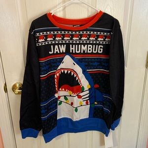 Boys Christmas Sweater Jaw Humbug Shark XL 18/20